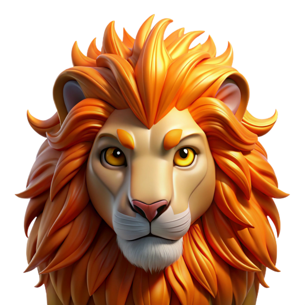 dazzling peaceful art deco Portrait of a regal lion, its mane a fiery cascade, eyes filled with wisdom. Dramatic backlighting. Fantasy style elite png