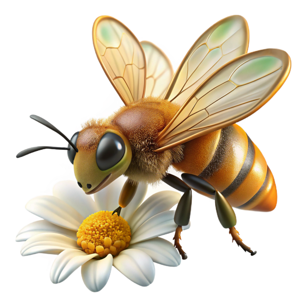 vibrant memorable A close up of a bee collecting pollen from a flower, detailed wings and body, macro photography, nature documentary style png