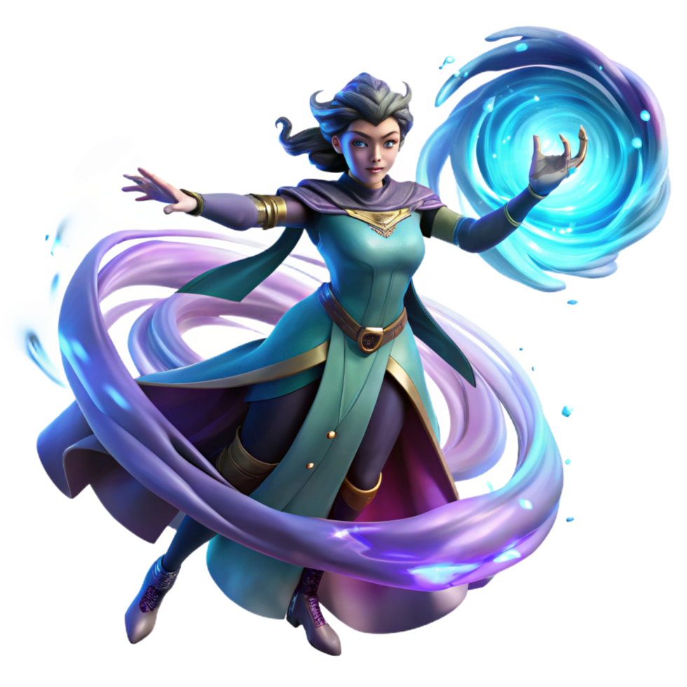 dazzling nordic A powerful sorceress summoning a swirling vortex of magical energy, dynamic lighting, digital painting style studio quality png