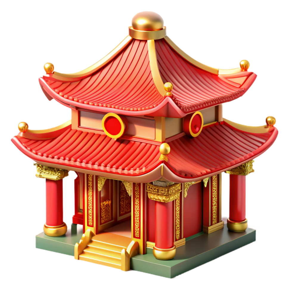 beautiful dramatic contemporary A traditional Chinese temple, ornate red and gold details, serene and spiritual style, soft lighting genuine png