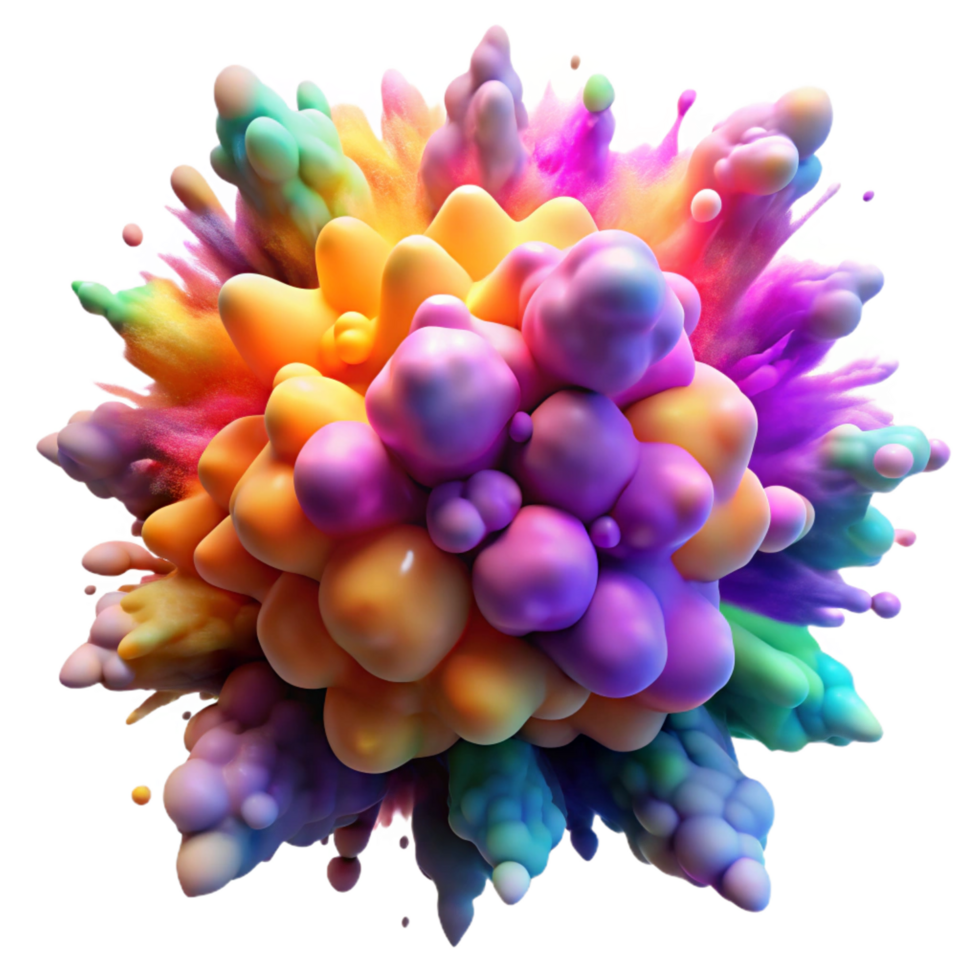 captivating iconic A chaotic explosion of colorful particles, frozen in time, with dramatic chiaroscuro lighting, in a surrealist style png