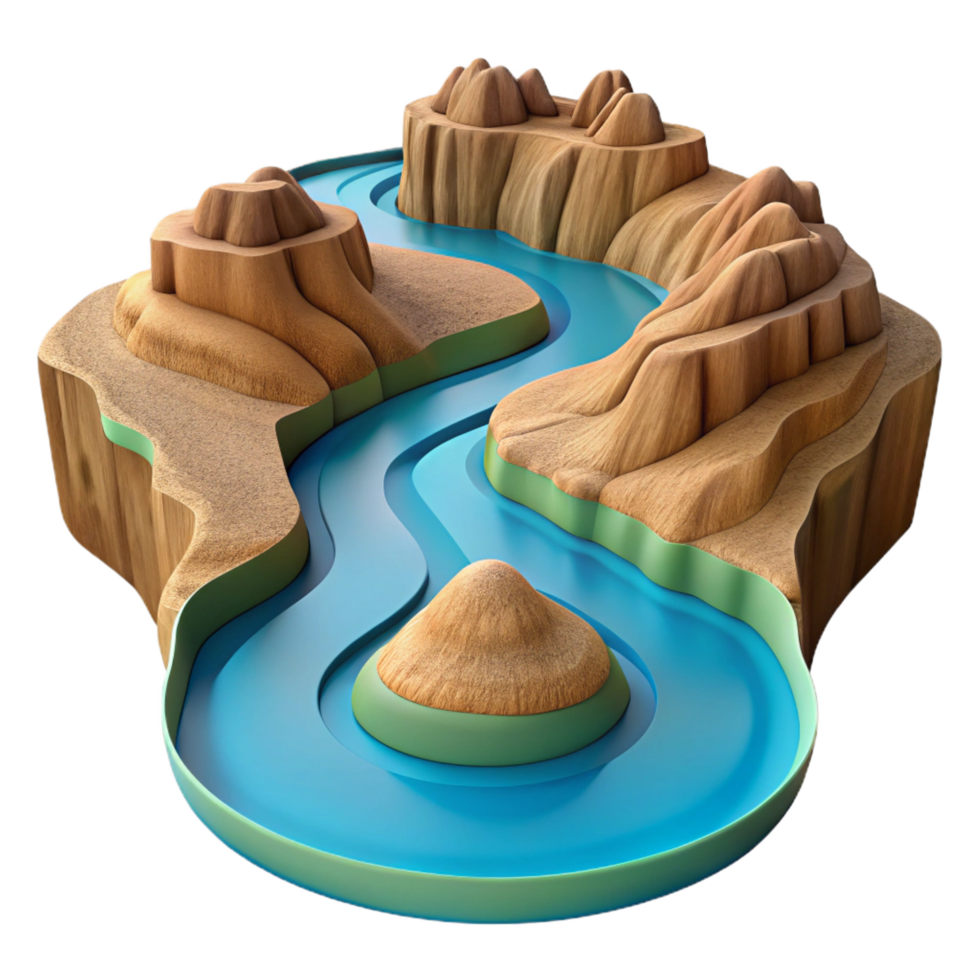 melancholic breathtaking A winding river cutting through a canyon, aerial view, vast and expansive, landscape photography style professional png
