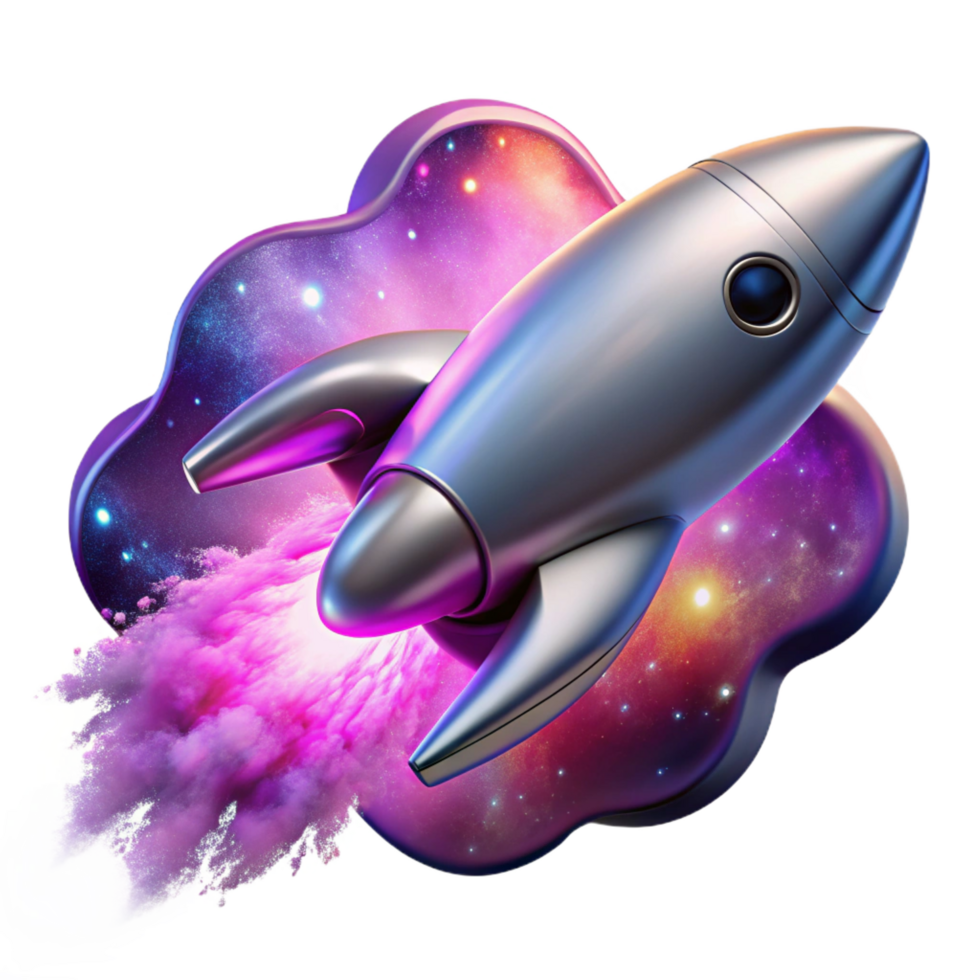 sumptuous bold elegant A single, sleek, silver spaceship soaring through a nebula, vibrant hues of pink and purple swirling around it, dramatic lighting, science fiction style detailed png