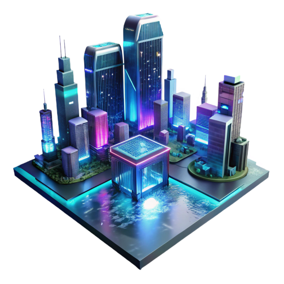 glorious playful rustic A futuristic cityscape at night, towering holographic advertisements shimmering in the rain, cyberpunk style, neon lights reflecting in puddles, viewed from a low angle 8K png