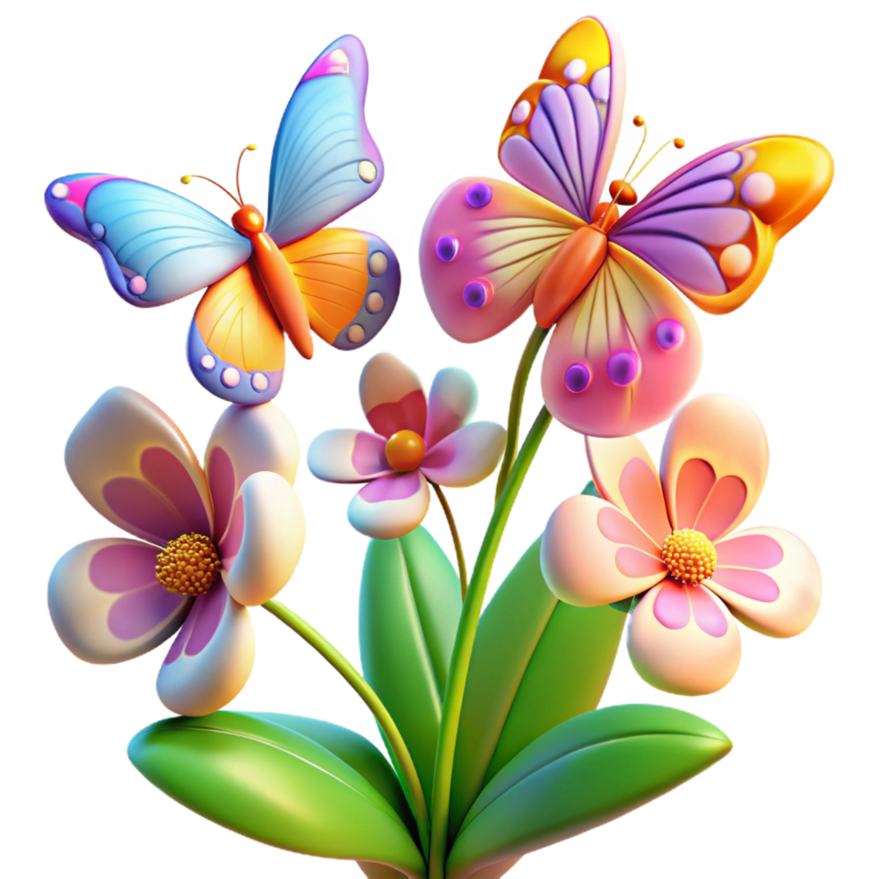 memorable tropical A group of butterflies fluttering around a flower bush, bright sunlight, vibrant colors, dynamic composition, professional png