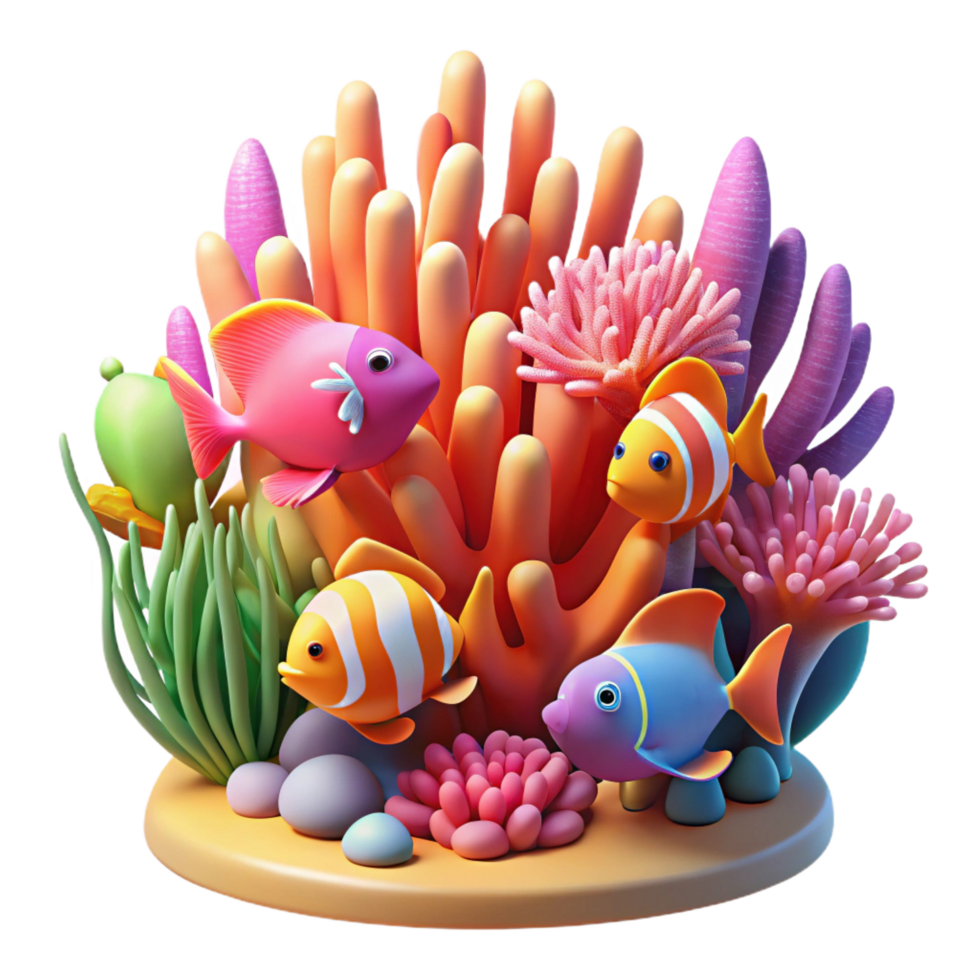 acclaimed artistic A coral reef teeming with colorful fish, underwater photography, vibrant colors, dynamic composition, exclusive png