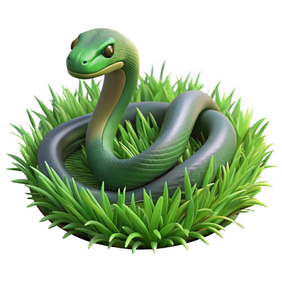 sumptuous abstract A slithering snake through lush green grass, dappled sunlight, detailed and realistic style artisan png