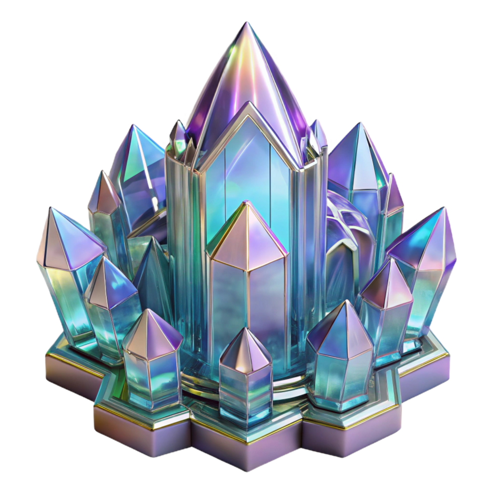 serene exceptional A crystal palace, intricate facets, refracted light, ethereal atmosphere, png