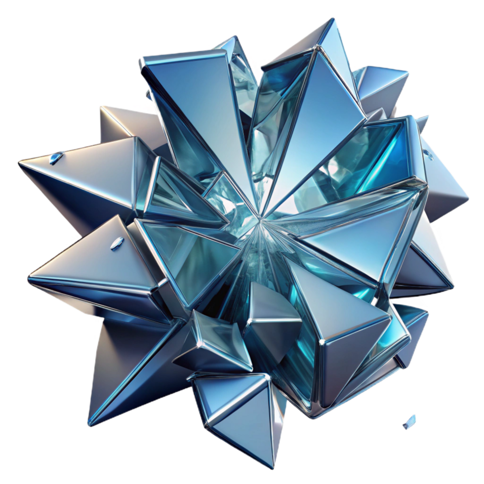 remarkable mid century Shattered glass fragments forming a dynamic, abstract sculpture, illuminated by a harsh, directional light museum quality png