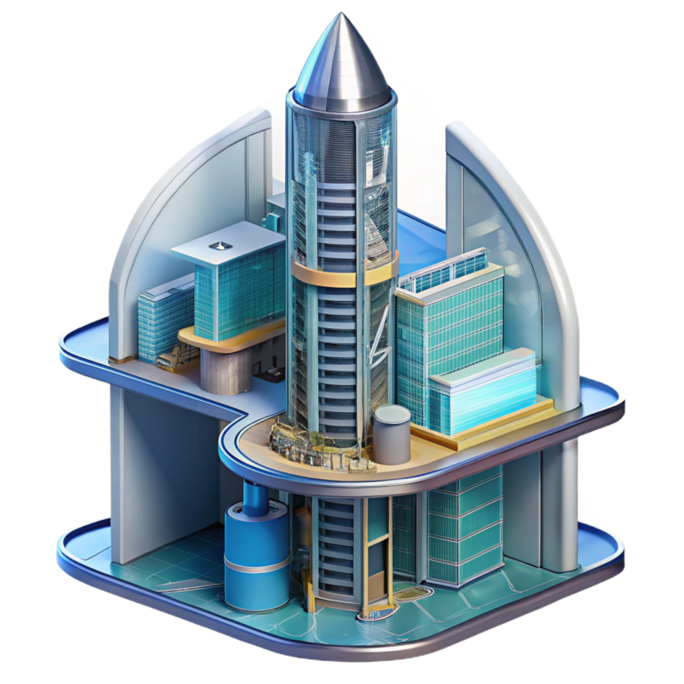 glorious melancholic geometric A cross section of a futuristic skyscraper, showcasing its inner workings, technical illustration style, detailed, artisan png
