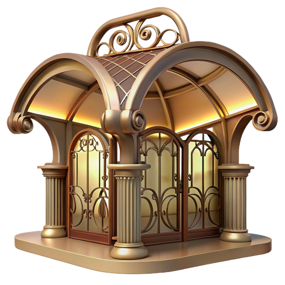 romantic dazzling Art Nouveau metro station, ornate ironwork, soft warm light, highly detailed, sharp png