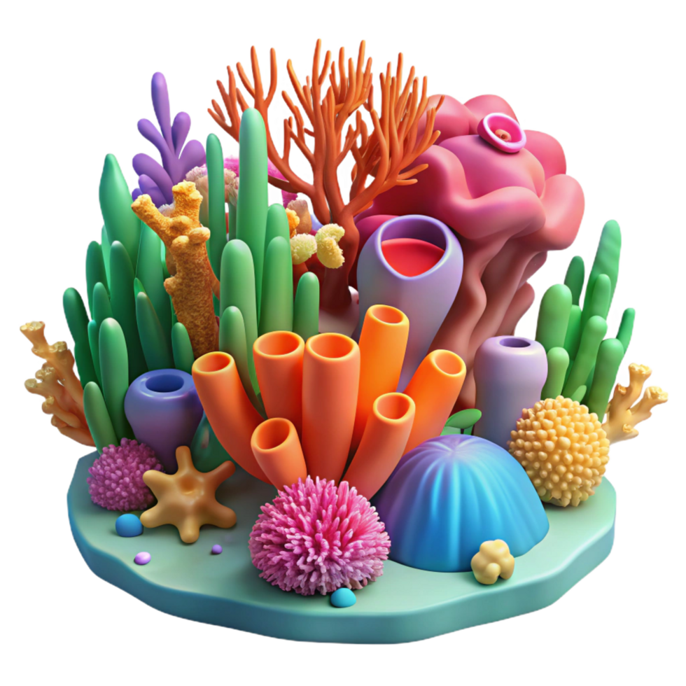 exceptional impressionist A colorful coral reef teeming with marine life, vibrant colors, realistic style, underwater lighting high quality png