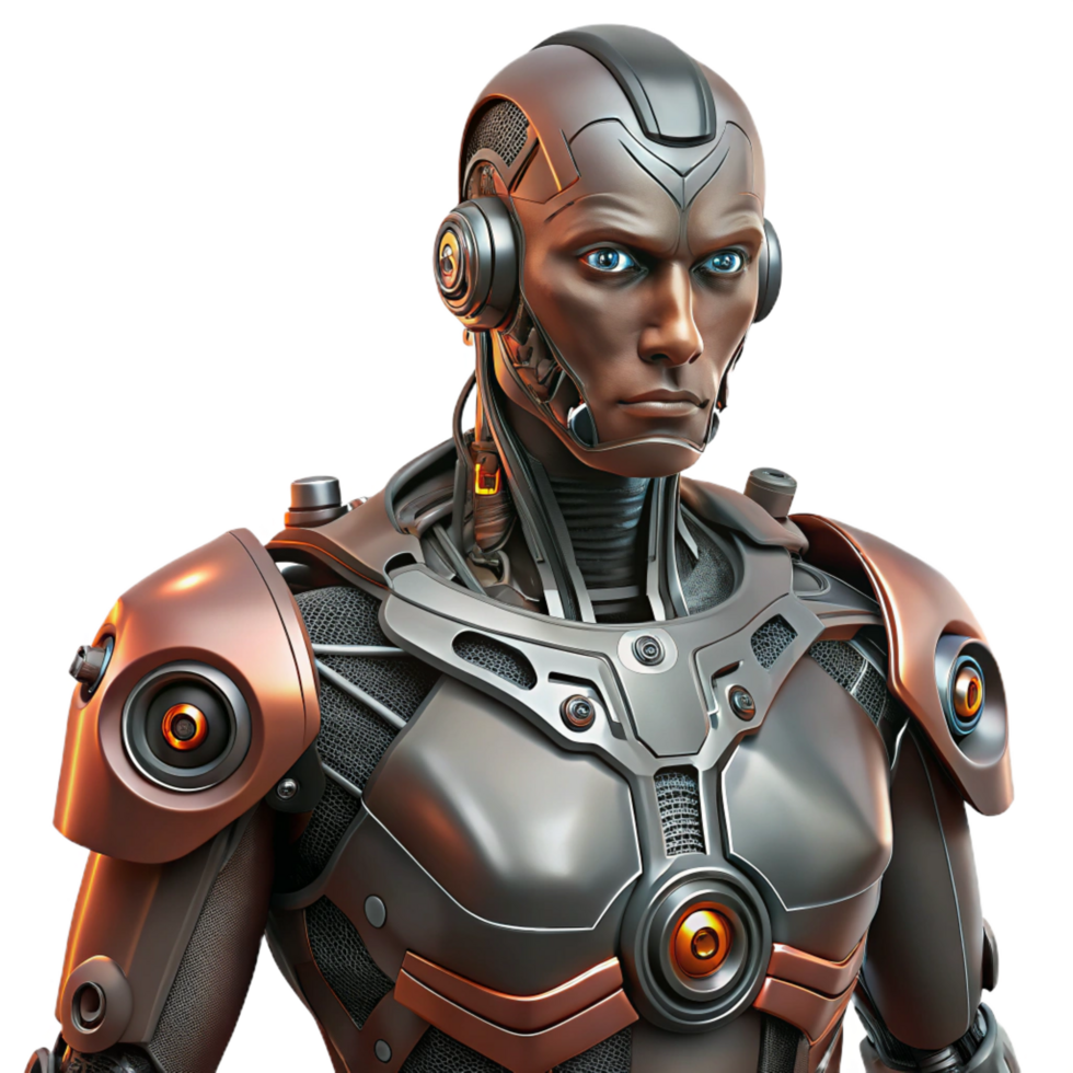 fascinating unparalleled A cyborg with intricate mechanical augmentations, dark and gritty style png