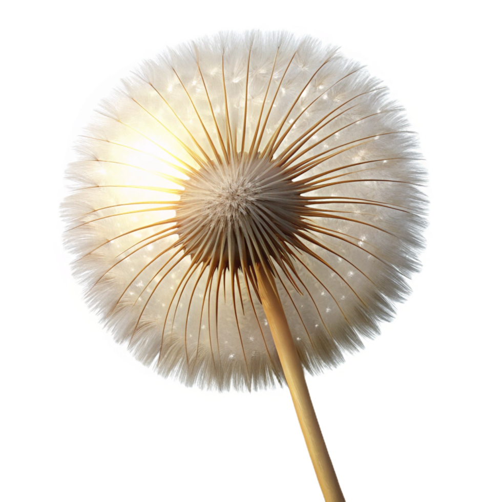 majestic intense victorian A single dandelion seed head, backlit by the sun, delicate and ethereal, macro photography, original png