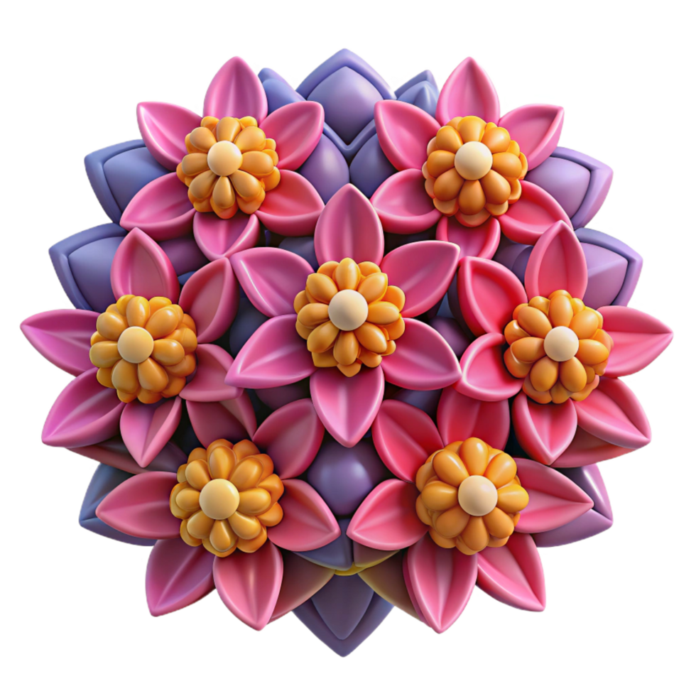 enchanting exemplary A field of vibrant, geometric flowers, each with a unique pattern and color, arranged in a tessellated pattern. Op Art style png