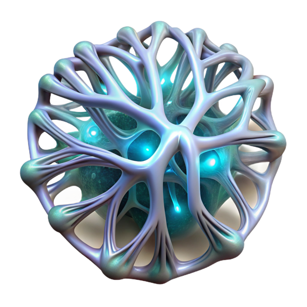iconic artistic A network of intricate, bioluminescent veins, pulsating with a gentle, internal light, evoking a sense of organic decay. Biopunk style sharp png