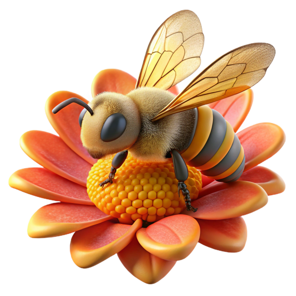 unparalleled abstract A close up of a bee collecting pollen from a flower, vibrant colors, macro photography, detailed textures, handcrafted png