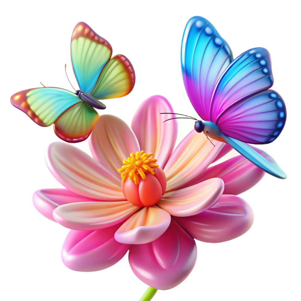 sought after gothic A group of butterflies fluttering around a vibrant flower, colorful wings, soft focus, dreamlike style refined png