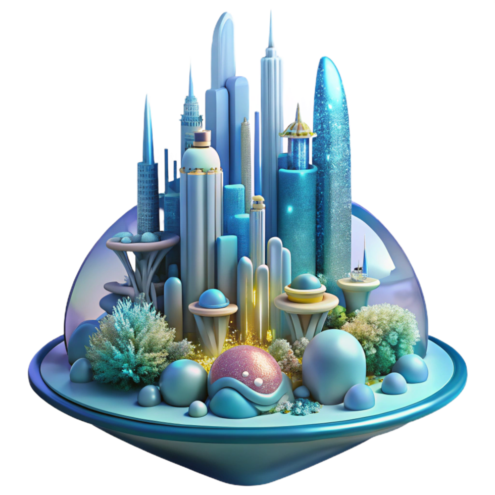 mesmerizing gothic A futuristic, underwater city, bioluminescent coral reefs surrounding towering skyscrapers. Art Nouveau style. Ethereal lighting masterfully captured png
