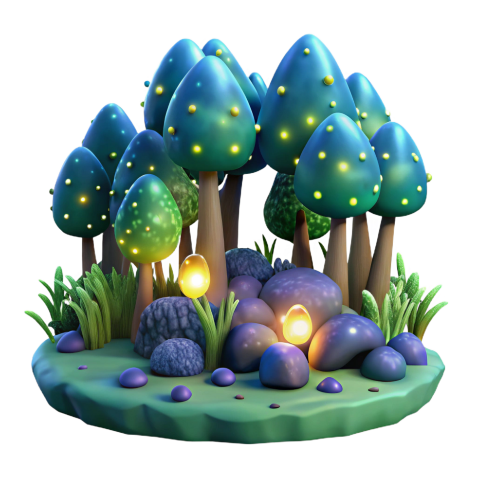 mesmerizing calm urban A group of fireflies illuminating a dark forest, bioluminescent lighting, magical and enchanting style precision png