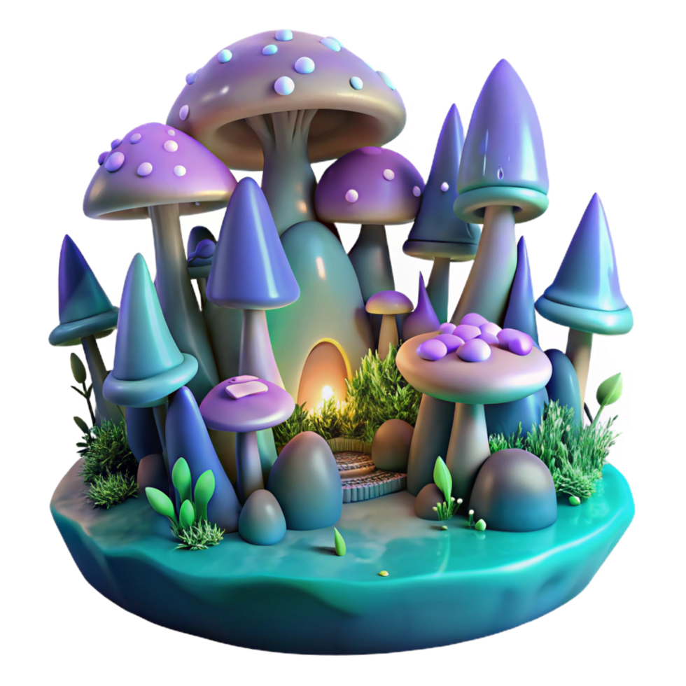 gorgeous elegant A hidden city of elves nestled within a giant, bioluminescent mushroom forest, intricate details, vibrant colors original png