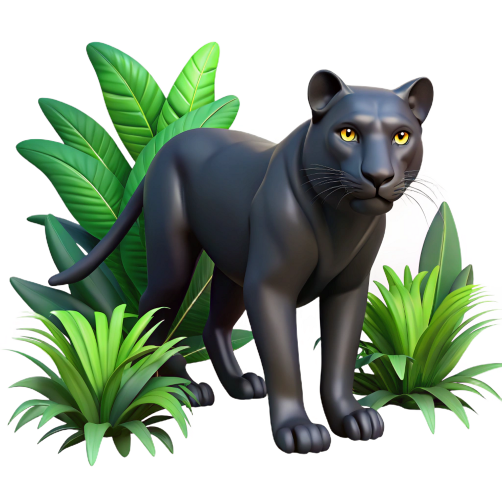 impressive mid-century A sleek black panther stalking through the jungle, realistic style, dappled sunlight, intense gaze handcrafted png