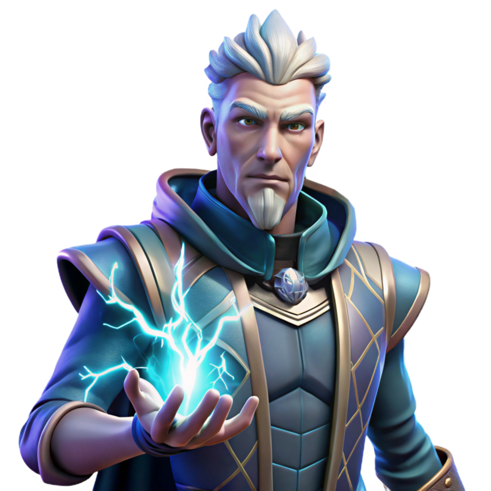 gorgeous reflective vintage Portrait of a powerful sorcerer with glowing hands and intricate tattoos, their expression focused and intense, lit by crackling bolts of magical energy gallery standard png