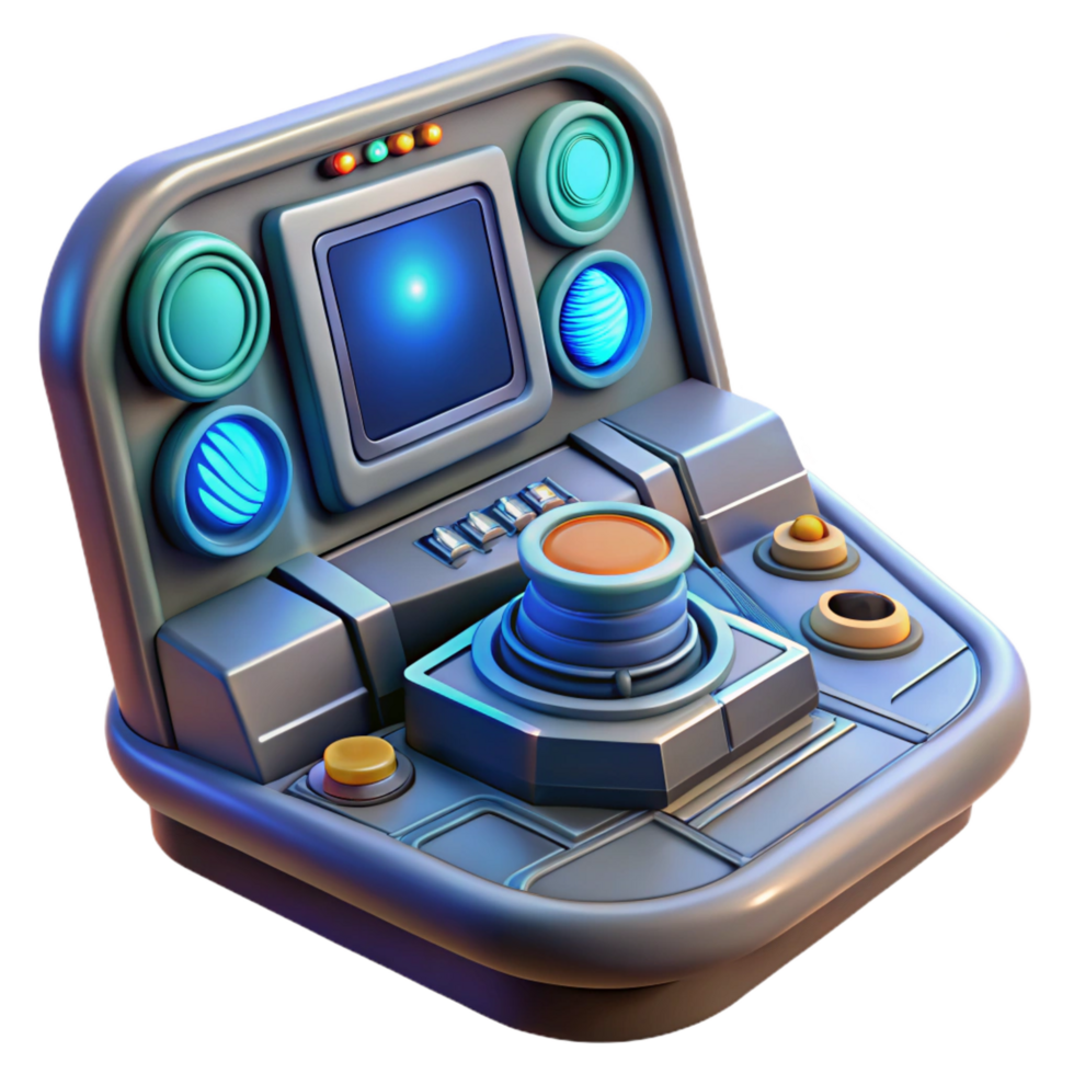 wonderful art deco A futuristic control panel with glowing buttons and dials, complex interface, dimly lit room, science fiction interior design studio quality png