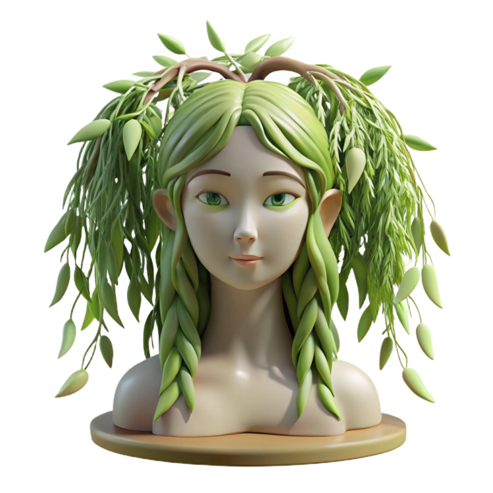fascinating acclaimed A serene dryad emerging from a willow tree, dappled sunlight filtering through the leaves, art nouveau style png