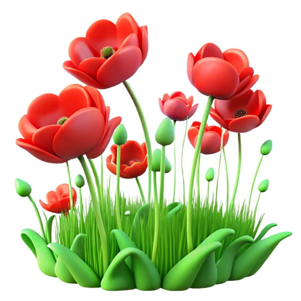 timeless avant garde A field of blooming poppies in the wind, vibrant red and green, Impressionist style ultra HD png