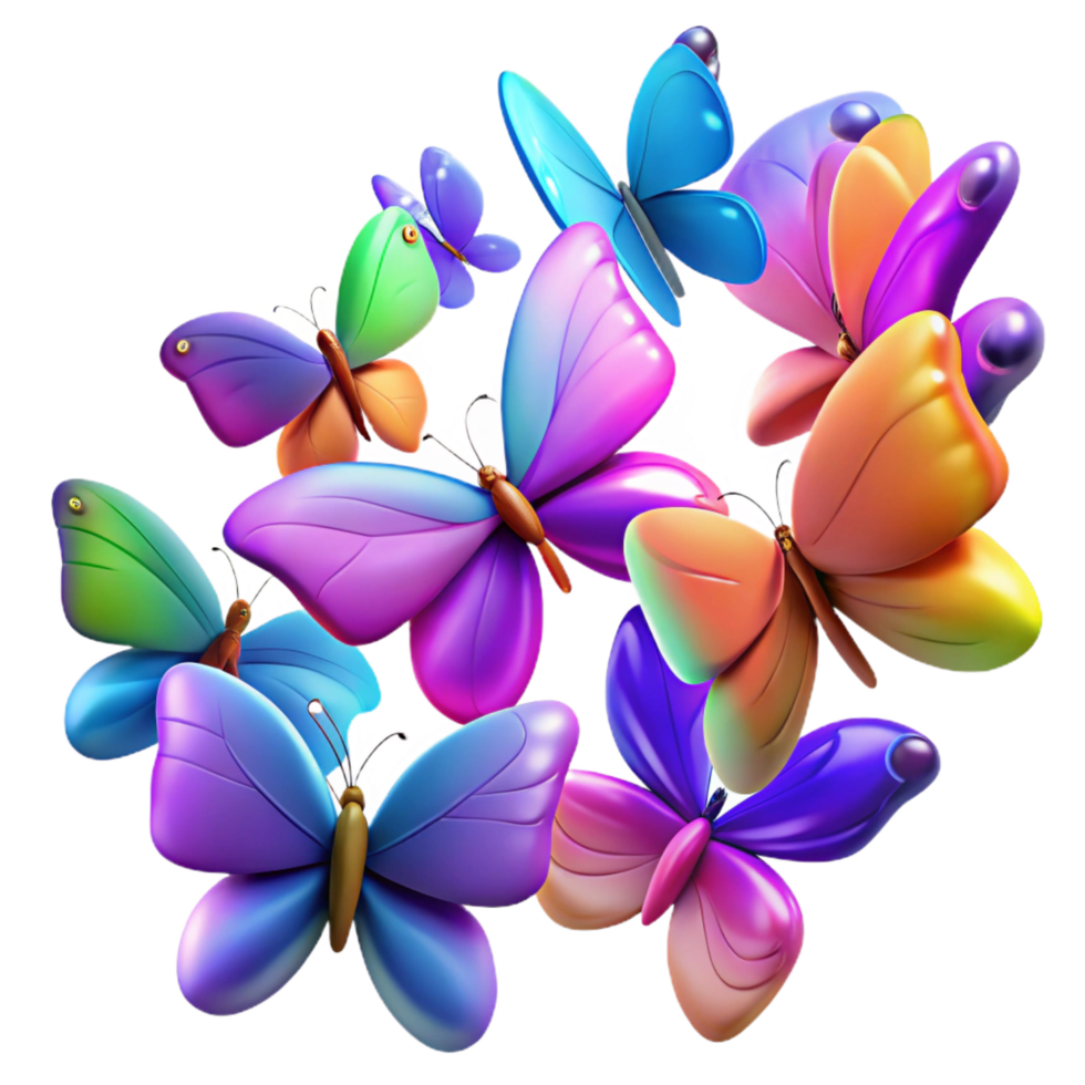 glorious reflective rustic A swarm of butterflies, vibrant colors, dynamic movement, bokeh background genuine png