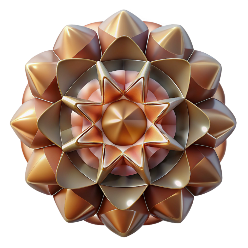 sought after organic A kaleidoscope of fragmented geometric shapes in muted earth tones, illuminated by a soft, diffused light, abstract art style original png