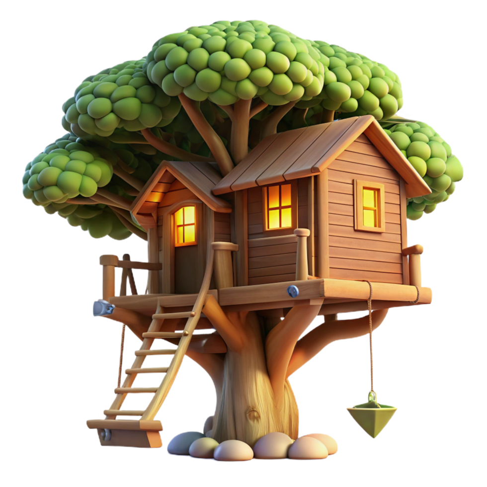 vibrant passionate creative A treehouse built into a giant sequoia, rustic wood and rope, warm sunlight filtering through leaves, whimsical, illustration, perfect clarity png