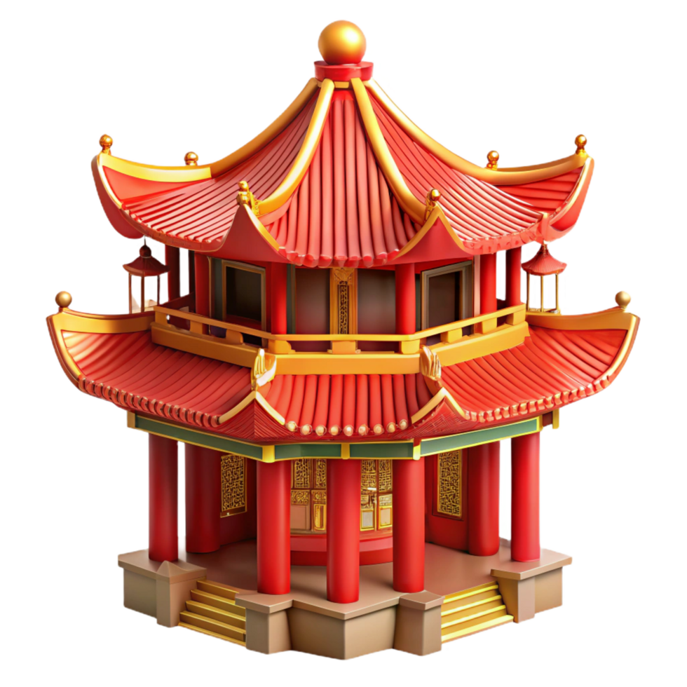 mesmerizing geometric A traditional Chinese pagoda, intricate red and gold details, ornate carvings, bright sunlight, detailed, vibrant, artisan png
