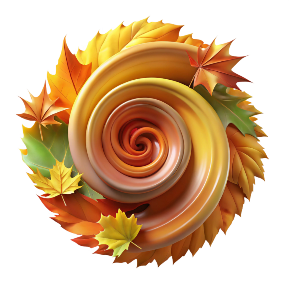 hypnotic impressionist A swirling vortex of autumn leaves, vibrant colors, dynamic movement, abstract style museum quality png