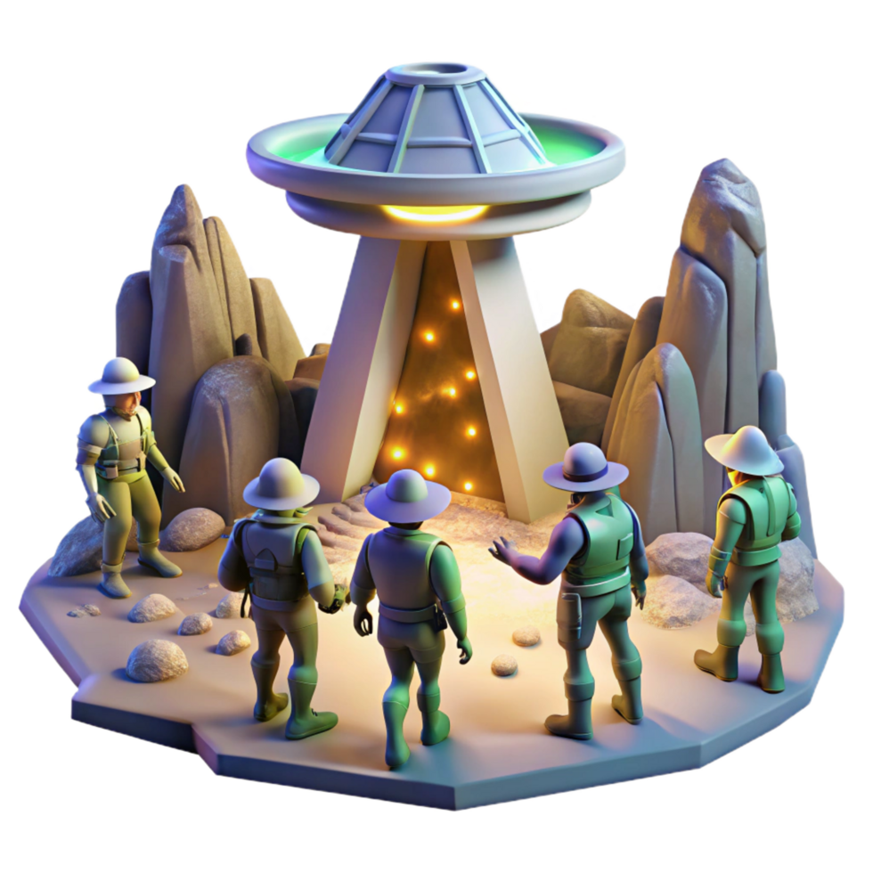 enchanting memorable A group of explorers discovering a hidden alien temple, dramatic lighting, adventure style, concept art, png