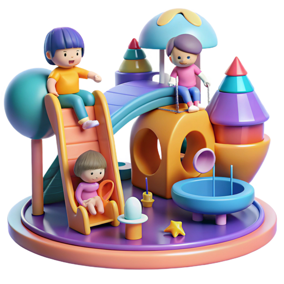 whimsical impressive A group of children playing in a futuristic playground, bright colors, whimsical style, concept art, fine detail png