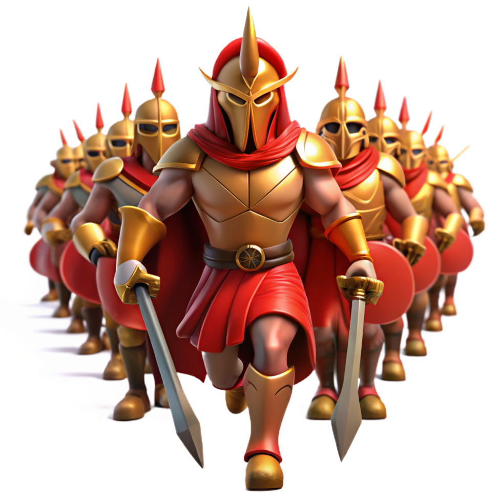 tranquil immaculate A passionate Ares leading his warriors into battle, clad in blood red armor, intense and violent, handcrafted png