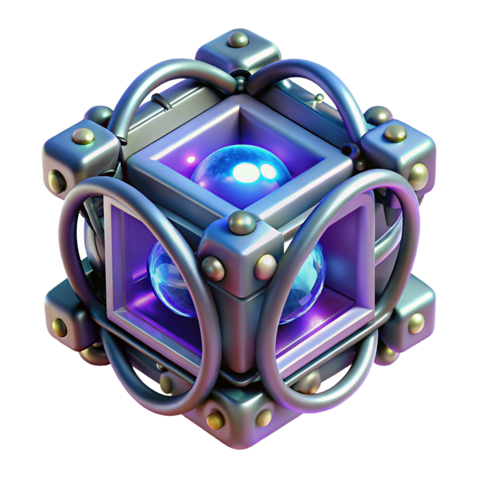 tranquil fascinating A quantum computer core, glowing with energy, complex geometric shapes and fractal patterns, dark background, abstract style top tier png