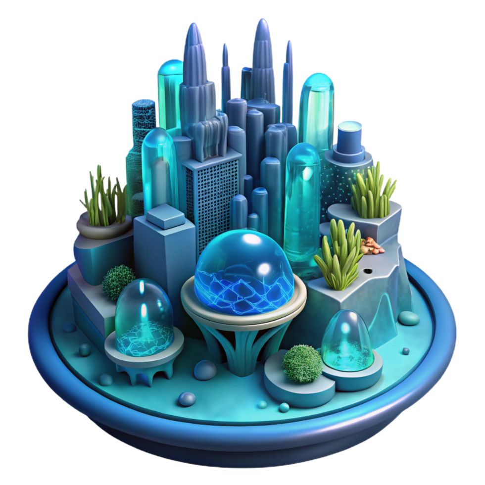 magnificent nordic A futuristic city built on the ocean floor, bioluminescent corals illuminating the underwater structures, science fiction style top tier png