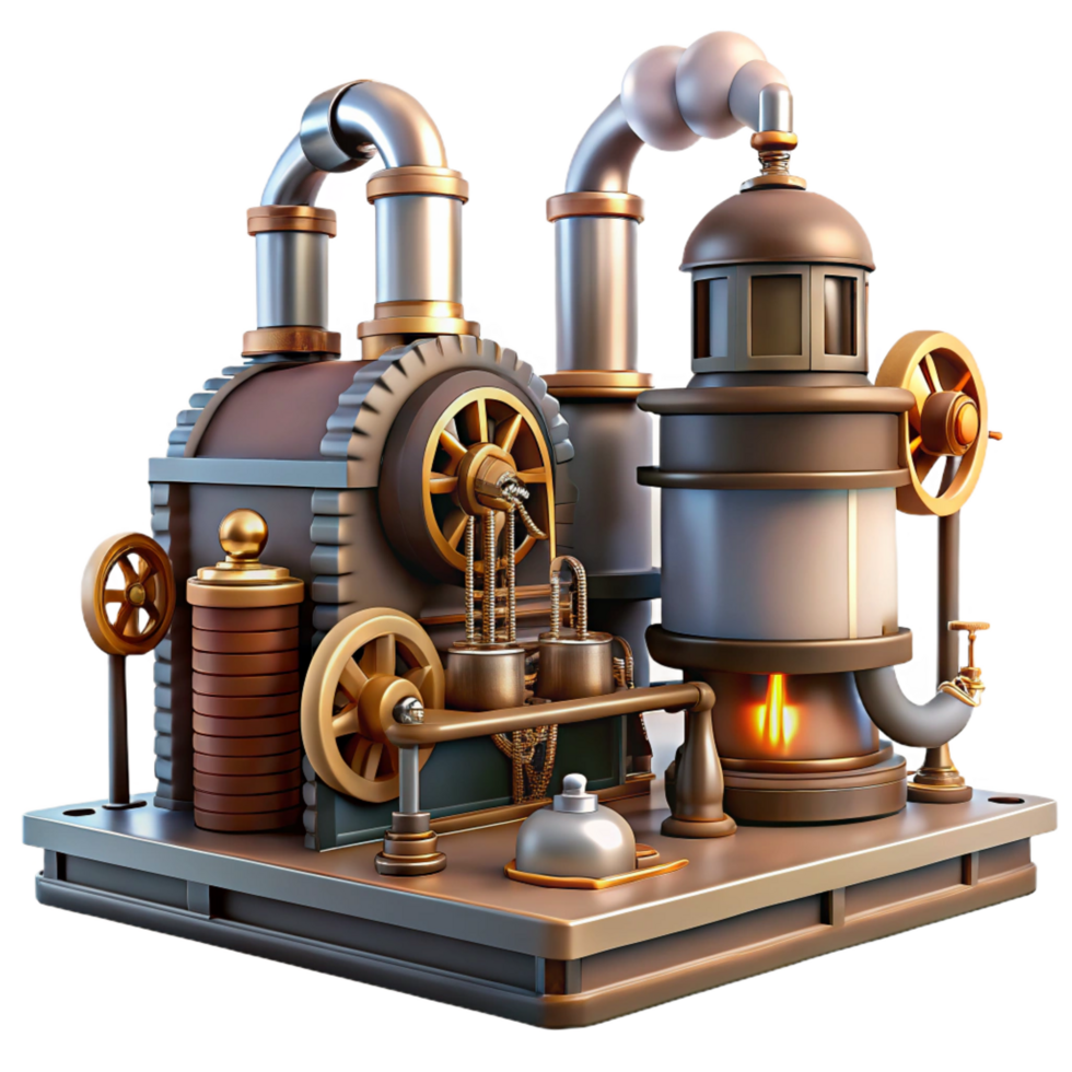 wonderful industrial A steampunk factory interior with gears, pipes, and steam, industrial lighting, concept art style top tier png