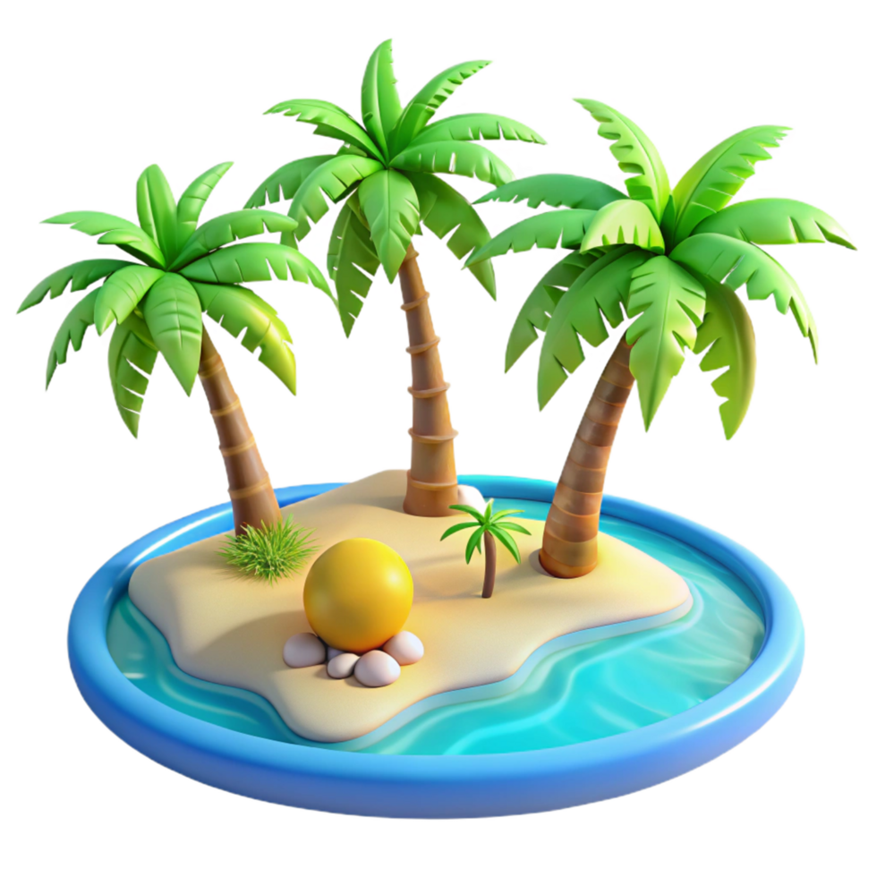elegant standout A tropical beach with palm trees and turquoise water, bright sunlight, vibrant colors, paradise style, png