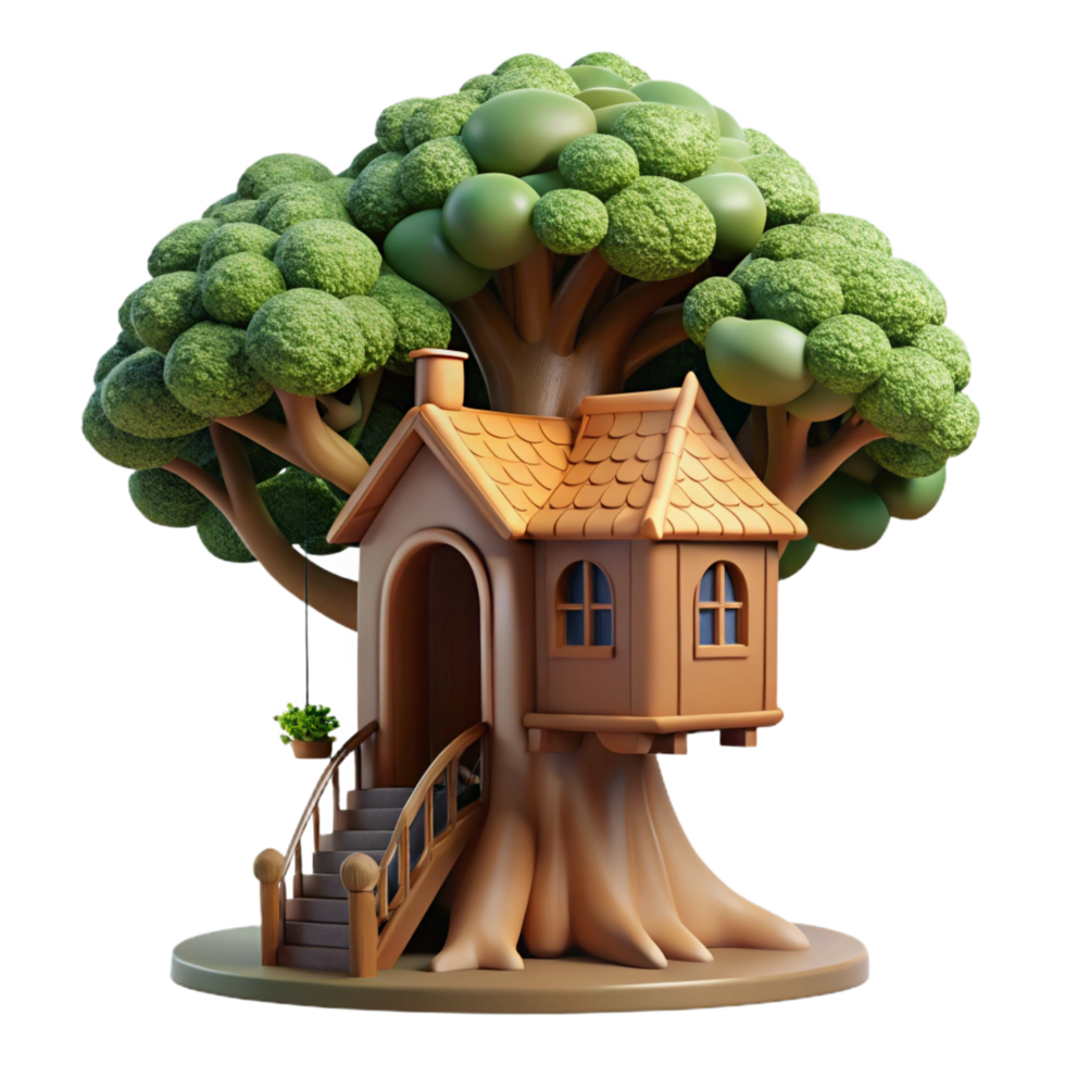 sumptuous unforgettable A treehouse built into a giant sequoia, dappled sunlight filtering through the leaves, fairytale style png