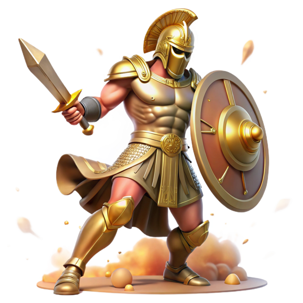 spectacular urban A powerful Ares, the Greek god of war, clad in bronze armor, wielding a sword and shield, amidst a chaotic battlefield. Realism style luxury png