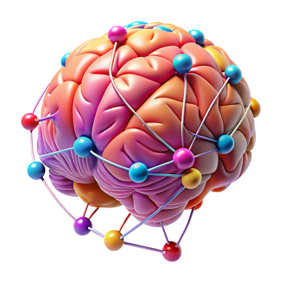 vibrant unparalleled A digital representation of the human brain, intricate connections, vibrant colors, scientific style png