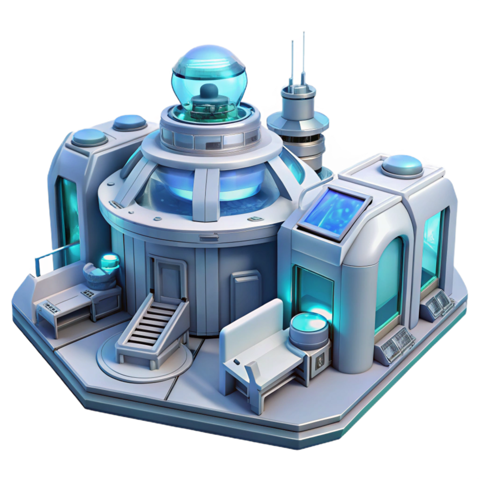 impressive distinctive A futuristic space station, modular design, sterile white environment, artificial lighting, png