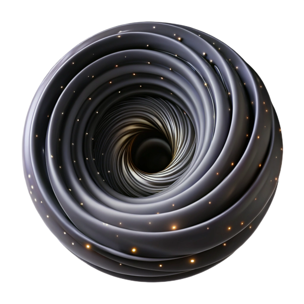 dynamic striking A dynamic, swirling vortex of particles and energy, resembling a black hole, with a sense of intense gravity crisp png