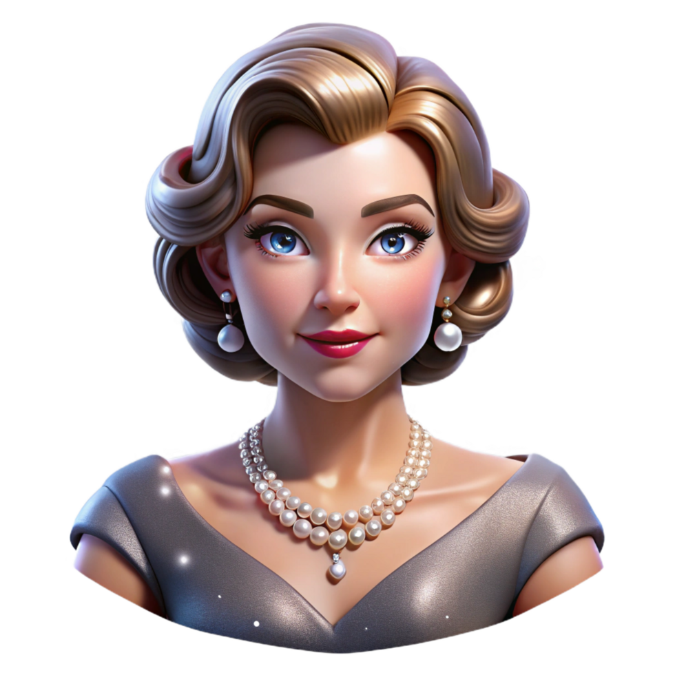 splendid coveted Portrait of a glamorous Hollywood starlet with diamonds sparkling around her neck and a sultry expression. Classic Hollywood lighting. Art Deco style png