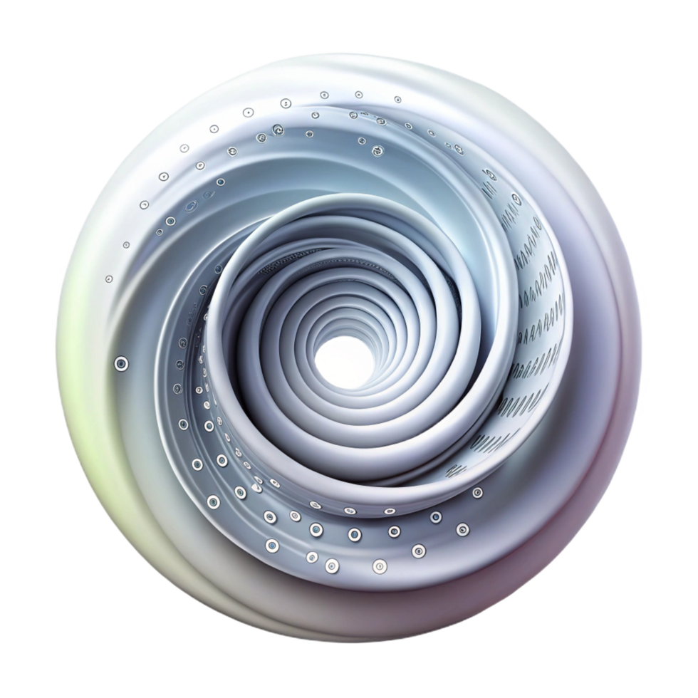 exceptionnel biologique une tourbillonnant vortex de binaire code, ceux et zéros formant une dynamique, abstrait forme, illuminé par une cool blanc lumière, rendu dans une minimaliste, style studio qualité png