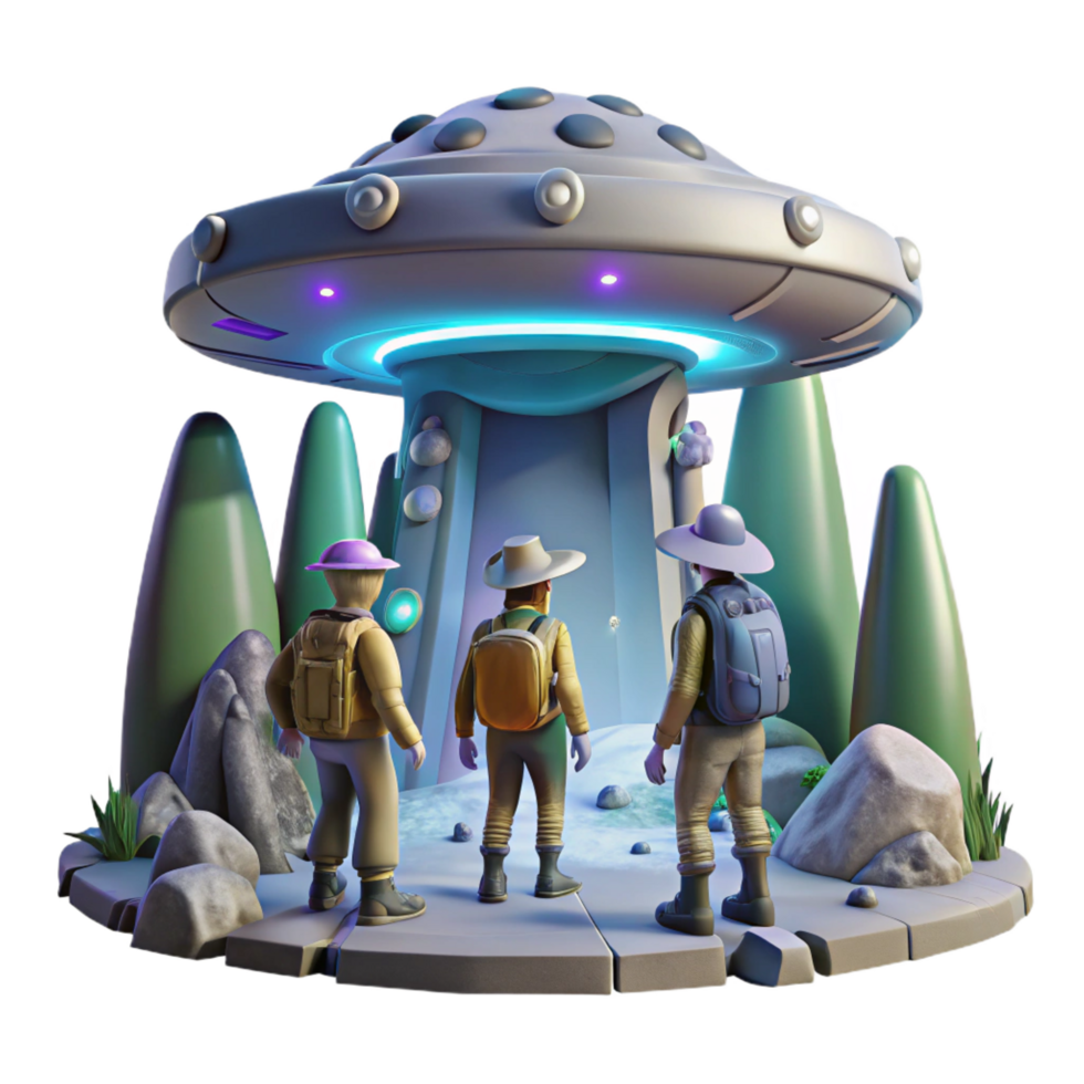 splendid intense minimalist A group of explorers discovering a hidden alien temple, dramatic lighting, adventure style, concept art, detailed png